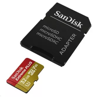 SanDisk MicroSDHC kartica 32GB Extreme PLUS (10MB/s, UHS-I V30, Rescue Pro Deluxe) + adapter