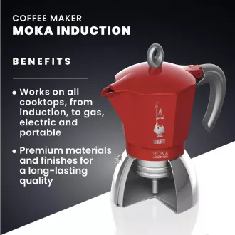 INDUKCIJA CRVENE. 4P. MOKA KETTLE BIALETTI