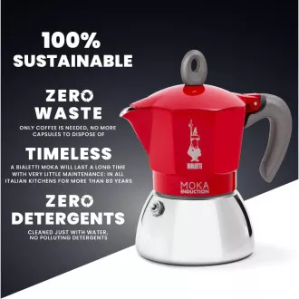 INDUKCIJA CRVENE. 4P. MOKA KETTLE BIALETTI