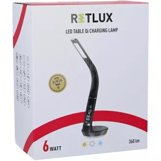 RTL 204 tamna LED lampa crna Qi 6W RETLUX