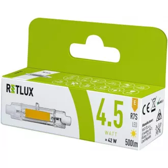 RLL 457 R7S J78 4.5W LED COB WW RETLUX