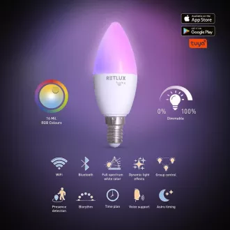 RSH 100 C37 E14 žarulja 4.5W RGB CCT RETLUX