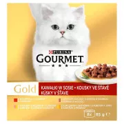 GOURMET Gold Multipack 8x85g junetina/puretina s patkom/losos s piletinom/piletina s jetricama u soku