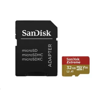 SanDisk MicroSDHC kartica 32GB Extreme (100MB/s, Class 10, UHS-I U3 V30) + adapter