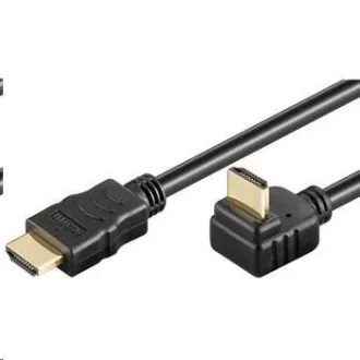 PremiumCord HDMI High Speed+Ethernet kabel, pozlaćeni savijeni konektor 270° 1m