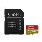 SanDisk MicroSDHC 32GB Extreme kartica (100MB / s, Class 10 UHS-I V30, za akcijske kamere) + adapter