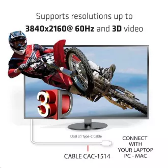 Club3D kabel aktivni USB tipa C na HDMI 2.0 4K60Hz UHD, 1,8 m