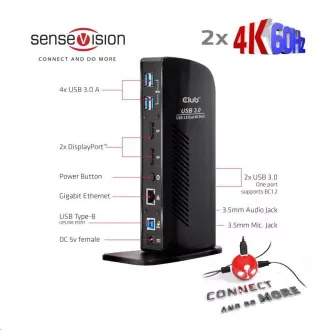 Club3D priključna stanica USB-A ili USB-C, 10u1 2xDP, 6xUSB, 1xRJ45, 1x3.5mm, crna Club3D priključna stanica USB-A ili USB-C, 10u1 2xDP, 6xUSB, 1xRJ45, 1x3.5mm, crna