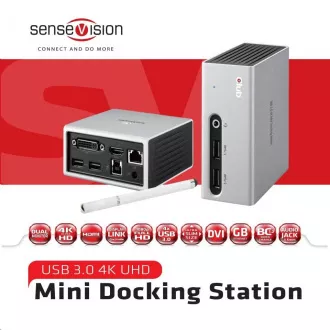 Club3D Mini priključna stanica USB 3.0 4K30Hz UHD (HDMI / DVI / 4x USB 3.1 / Ethernet / Audio) Club3D Mini priključna stanica USB 3.0 4K30Hz UHD (HDMI / DVI / 4x USB 3.1 / Ethernet / Audio)