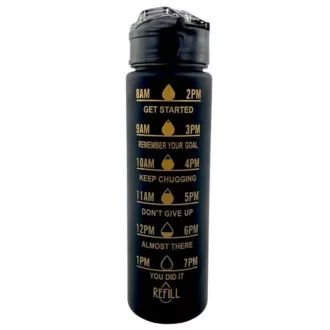 Motivacijska sportska boca 3 u 1, 2000 ml + 900 ml + 300 ml, crna