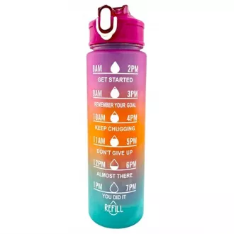 Motivacijska sportska boca 3 u 1, 2000 ml + 900 ml + 300 ml, crna