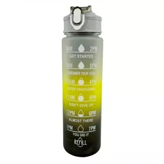 Motivacijska sportska boca 3 u 1, 2000 ml + 900 ml + 300 ml, crna