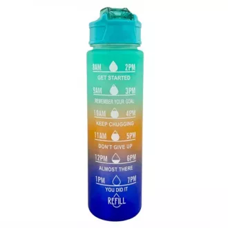 Motivacijska sportska boca 3 u 1, 2000 ml + 900 ml + 300 ml, crna