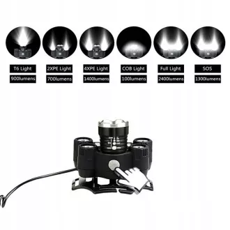 CREE prednja svjetiljka 1 x XM-L T6 + 4 x jaka Q5 bijela + 1 x jaka COB + ZOOM traka
