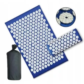 Akupresurna PREMIUM podloga za vježbanje s jastukom 67x42x2 cm, crna