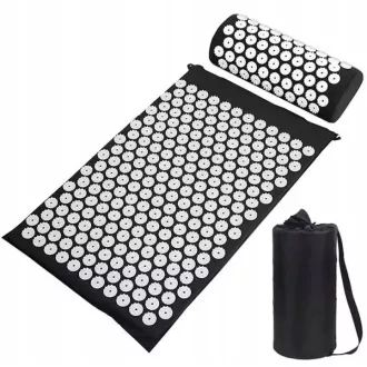 Akupresurna PREMIUM podloga za vježbanje s jastukom 67x42x2 cm, crna