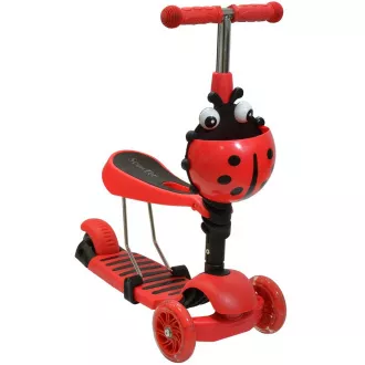 Dječji romobil 2 u 1 BABAMARA sa svjetlećim LED kotačima, crvene boje Dječji romobil 2 u 1 BABAMARA sa svjetlećim LED kotačima, crvene boje