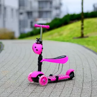 Dječji romobil 2 u 1 BABAMARA sa svjetlećim LED kotačima, roza - Raspakiran Dječji romobil 2 u 1 BABAMARA sa svjetlećim LED kotačima, roza - Raspakiran