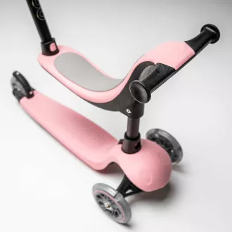 Dječji romobil na tri kotača Cariboo Twist 3 u 1 s LED kotačima, roza