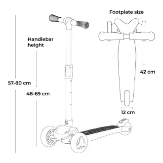 Dječji romobil na tri kotača Story Mini Friends s LED kotačima za romobil, bijeli