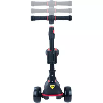 Dječji romobil na tri kotača Story 2u1 Deluxe sa svjetlećim kotačima mini romobil, crno-crveni