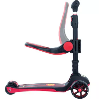 Dječji romobil na tri kotača Story 2u1 Deluxe sa svjetlećim kotačima mini romobil, crno-crveni