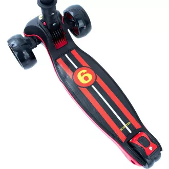 Dječji romobil na tri kotača Story 2u1 Deluxe sa svjetlećim kotačima mini romobil, crno-crveni