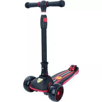 Dječji romobil na tri kotača Story 2u1 Deluxe sa svjetlećim kotačima mini romobil, crno-crveni