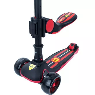 Dječji romobil na tri kotača Story 2u1 Deluxe sa svjetlećim kotačima mini romobil, crno-crveni