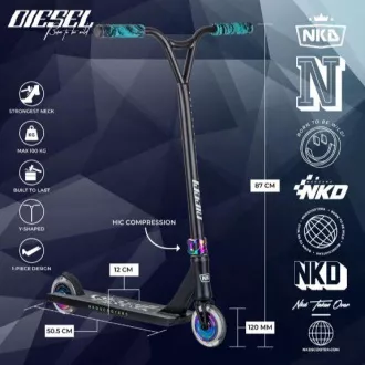 Freestyle skuter NKD Diesel Stunt, crno-duga