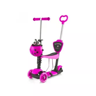 Dječji romobil 3 u 1 LADYBURG sa svjetlećim LED kotačima, ružičasti Dječji romobil 3 u 1 LADYBURG sa svjetlećim LED kotačima, ružičasti