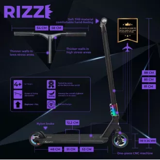 Freestyle skuter NKD Rizz Stunt, crno-duga