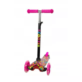 Skuter na tri kotača MAXI SCOOTER sa svjetlećim kotačima, BONBON, roza