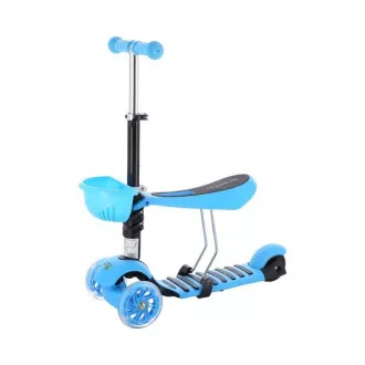 Dječji romobil na tri kotača MINI SCOOTER 2 u 1 sa svjetlećim LED kotačima, plavi Dječji romobil na tri kotača MINI SCOOTER 2 u 1 sa svjetlećim LED kotačima, plavi