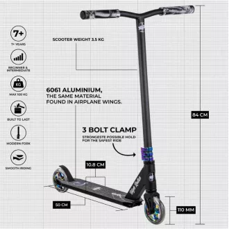 Story High Roller Stunt Freestyle Scooter, Crno-Dugin Story High Roller Stunt Freestyle Scooter, Crno-Dugin