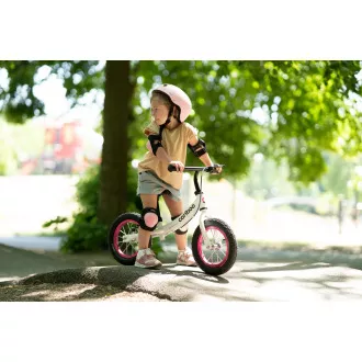 Dječji balansni bicikl MOVINO Cariboo ADVENTURE s kočnicom, napuhani kotači 12'', bijelo-roza Dječji balansni bicikl MOVINO Cariboo ADVENTURE s kočnicom, napuhani kotači 12'', bijelo-roza