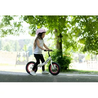 Dječji balansni bicikl MOVINO Cariboo ADVENTURE s kočnicom, napuhani kotači 12'', bijelo-roza Dječji balansni bicikl MOVINO Cariboo ADVENTURE s kočnicom, napuhani kotači 12'', bijelo-roza