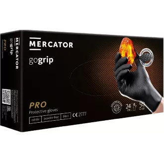 MERCATOR® GOGRIP - Nitrilne rukavice, nepuderirane, 50 kom, crne, XL