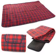 Piknik deka s donjim vodonepropusnim slojem 150x200 cm, crvena karirana