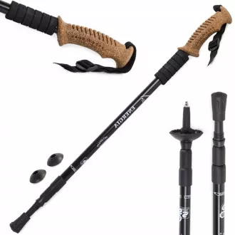 Štapovi za nordijsko hodanje s ergonomskom ručkom od pluta, 135 cm, 2 kom, crveni