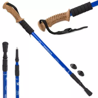 Štapovi za nordijsko hodanje s ergonomskom ručkom od pluta, 135 cm, 2 kom, plavi