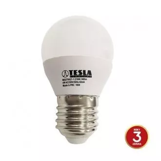 TESLA - LED MG270427-1, žarulja mini BULB E27, 4W, 230V, 320lm, 15.000h, 2700K topla bijela, 180°