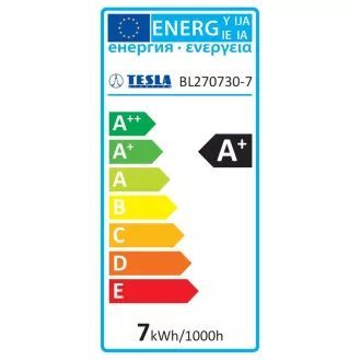 TESLA - LED BL270927-5D, ŽARULJA E27, 9W, 230V, 806lm, 30.000h, 2700K topla bijela, 200°, st.