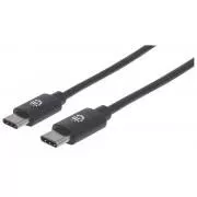 MANHATTAN kabel Hi-Speed USB-C, tip-C muški na tip-C muški, 0,5 m, crni