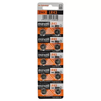 Alkalna baterija, LR43, LR43, 1,5 V, Maxell, blister, pakiranje od 10 komada Alkalna baterija, LR43, LR43, 1,5 V, Maxell, blister, pakiranje od 10 komada