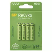 Punjiva baterija, AAA (HR03), 1,2 V, 950 mAh, GP, papirna kutija, 4 komada, ReCyko