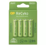 Punjiva baterija, AA (HR6), 1,2 V, 2600 mAh, GP, papirna kutija, 4 komada, ReCyko