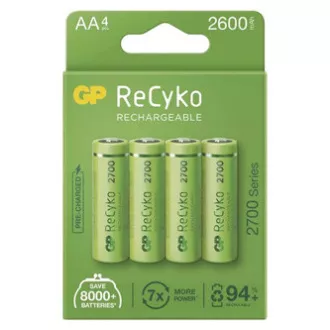 Punjiva baterija, AA (HR6), 1,2 V, 2600 mAh, GP, papirna kutija, 4 komada, ReCyko