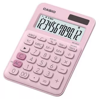 Casio kalkulator MS 20 UC PK, ružičasti, dvanaest znamenki, dvostruko napajanje