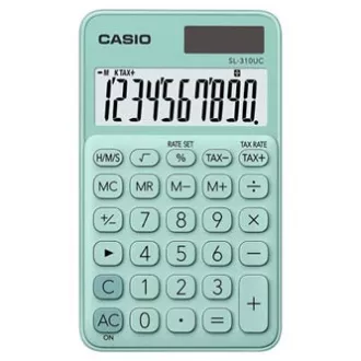 Casio kalkulator SL 310 UC GN, tirkizna boja, deset znamenki, dvostruko napajanje